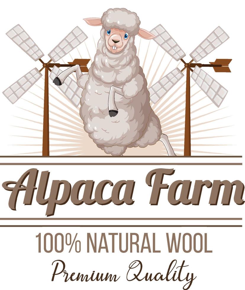 logotipo de granja de alpaca para productos de lana vector