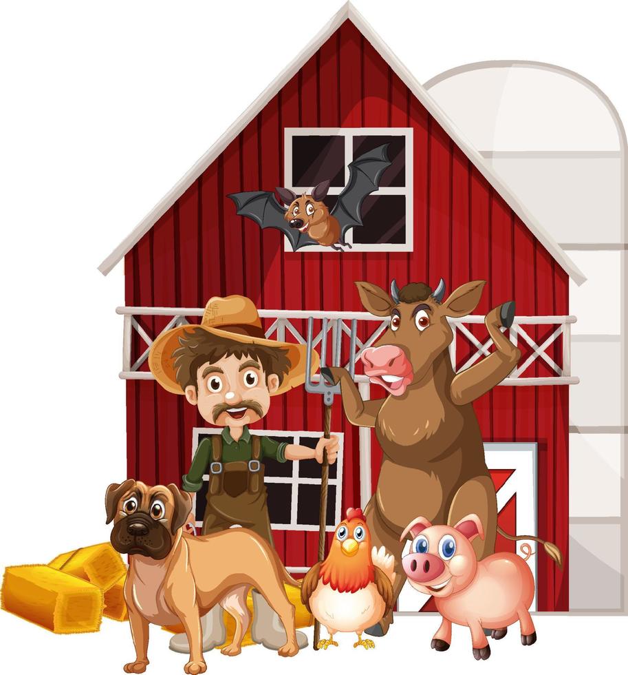 Farming theme with many animals vector