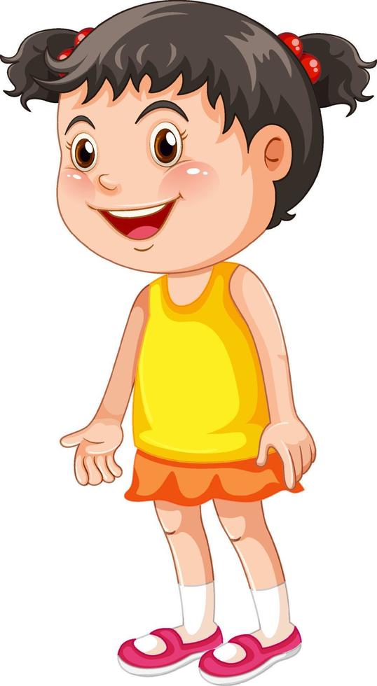 Cute girl wearing yellow shirt cartoon character vector