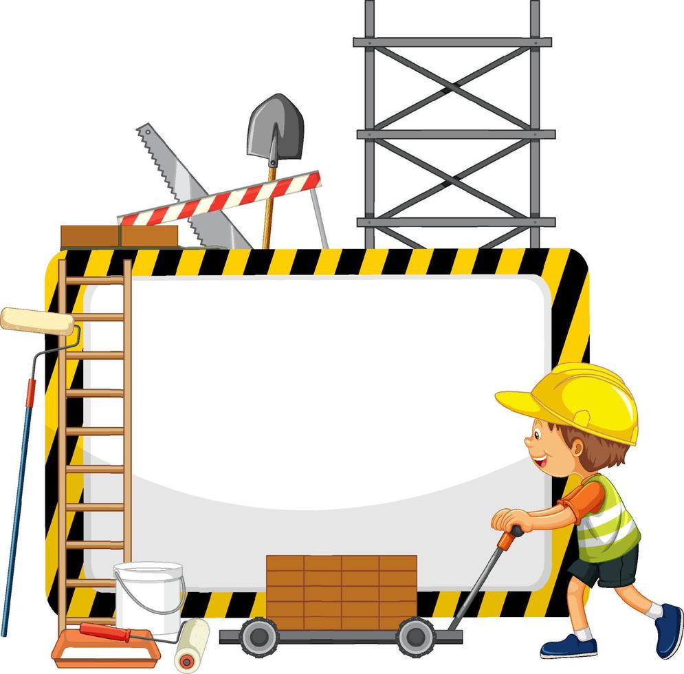 Empty banner with construction objects and elements vector