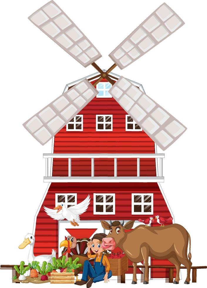 Farming theme with many animals vector