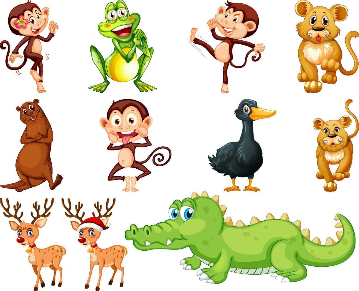 Set of animal cartoon character vector