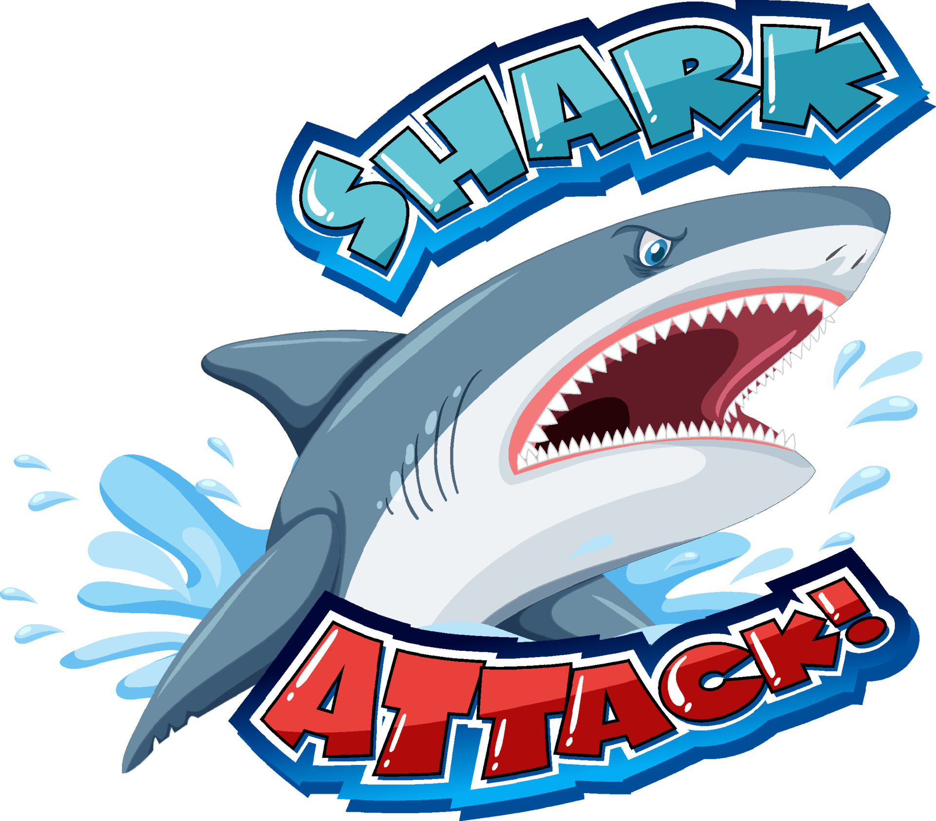 Font design for words shark attack 7775606 Vector Art at Vecteezy
