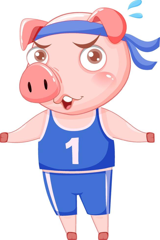 Cute pig cartoon character working out vector