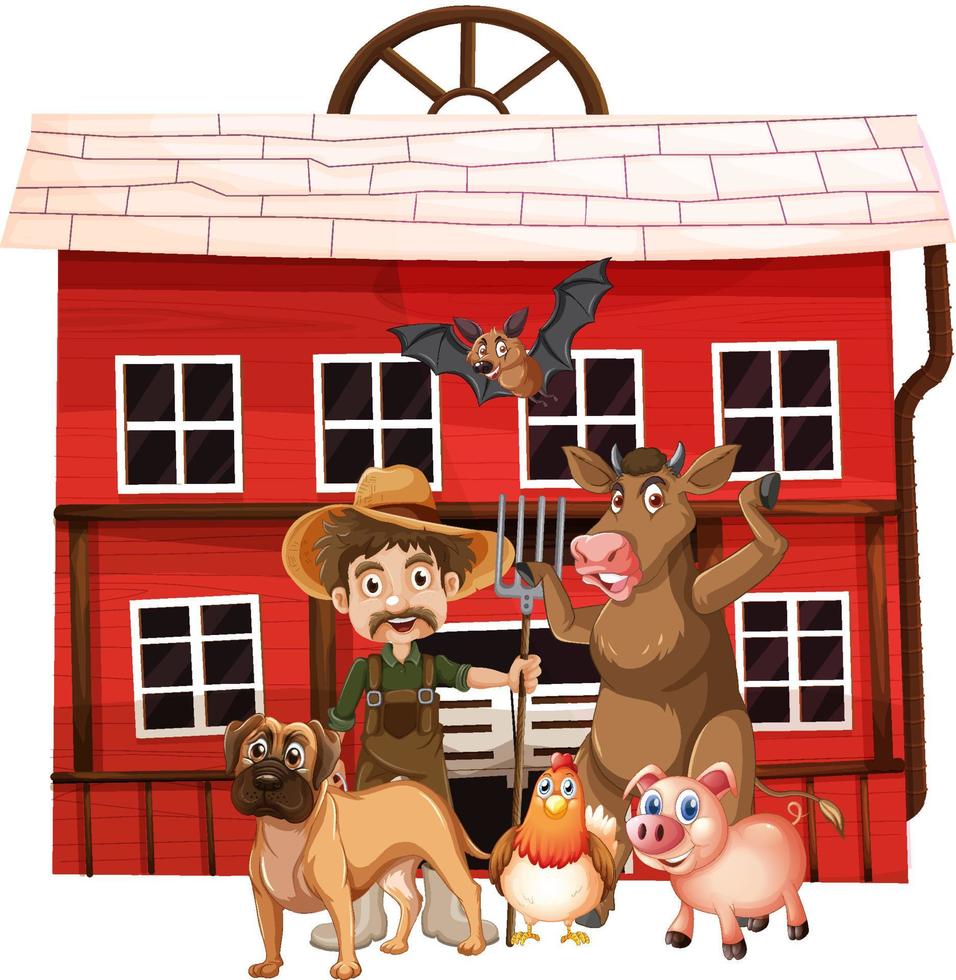 Farming theme with many animals vector