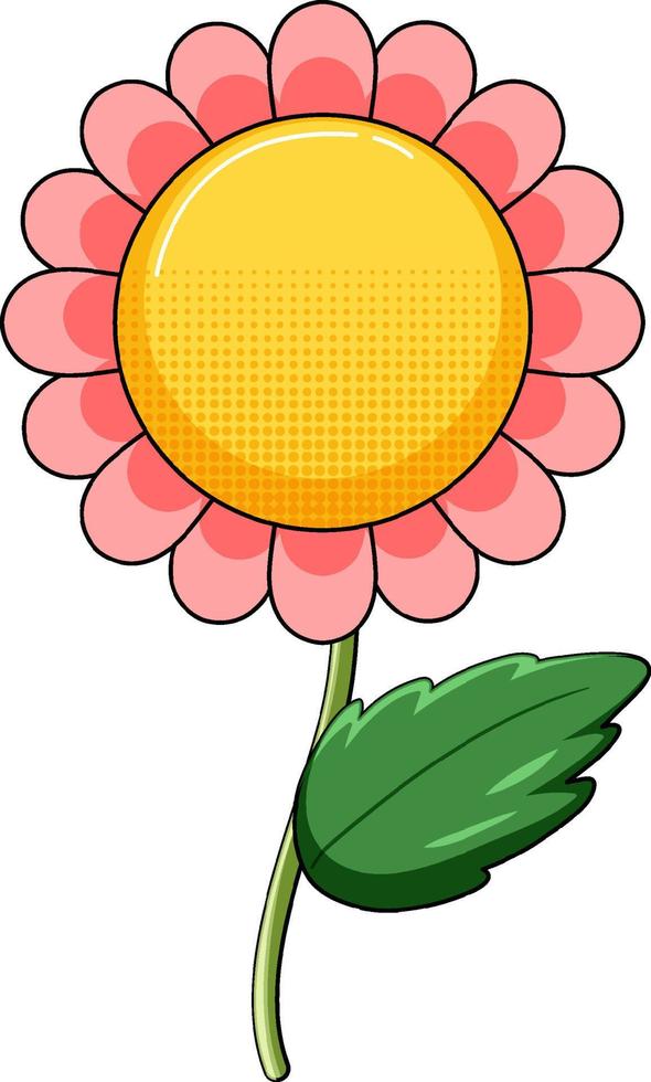 Red flower with green leaf vector