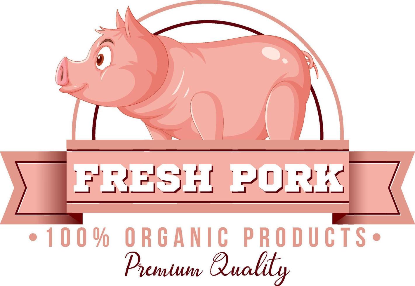 Pig cartoon character logo for pork products vector