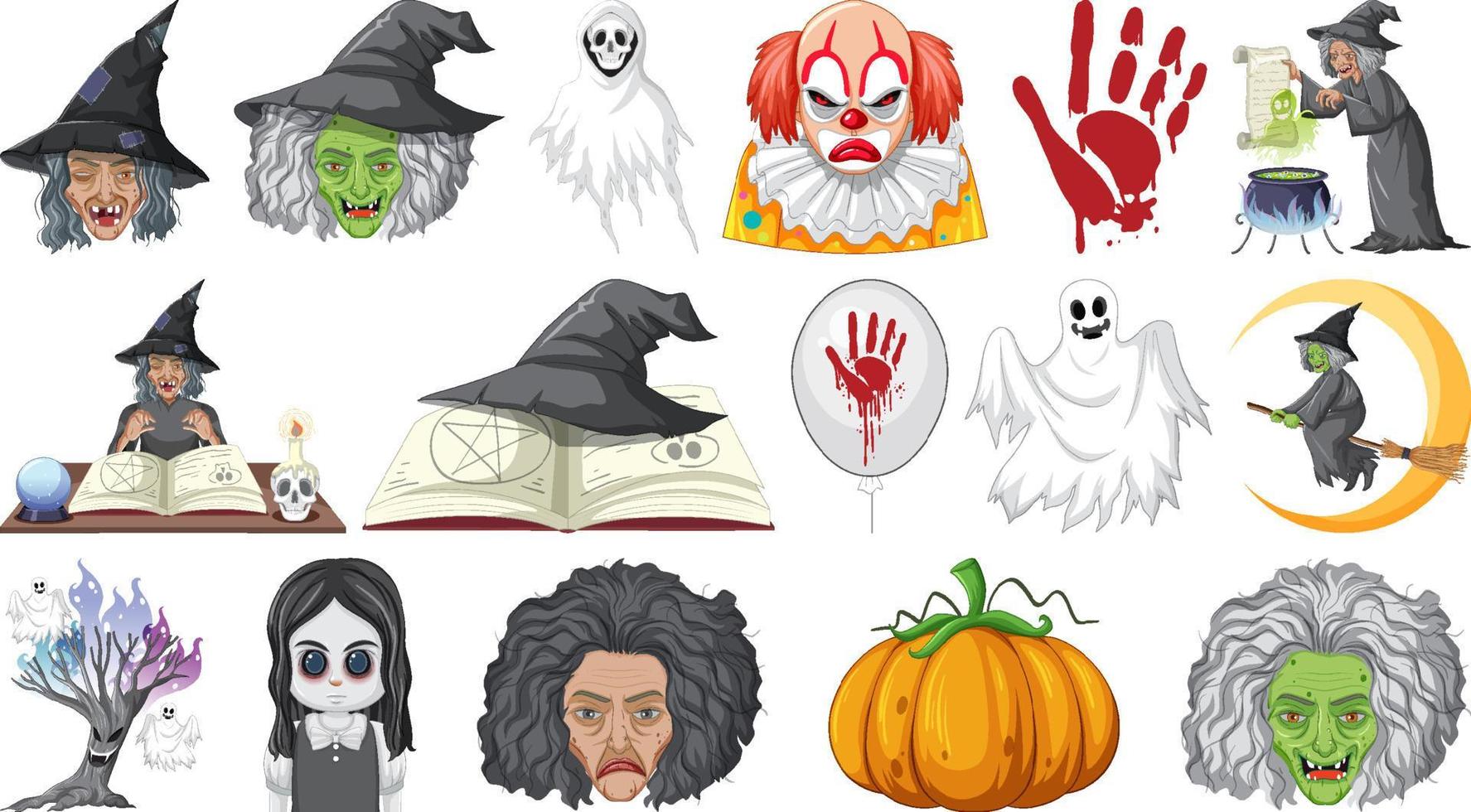 Halloween set with scary monsters vector