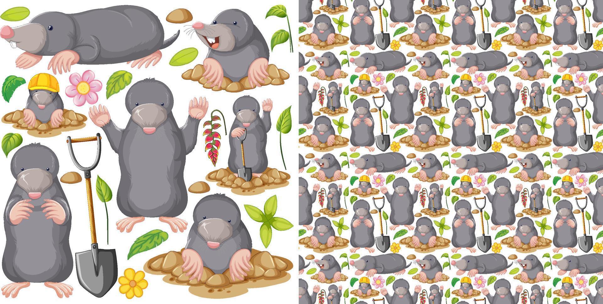 Seamless pattern with cartoon wild animals vector