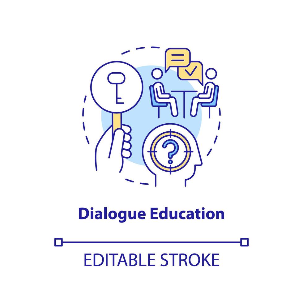 Dialogue education concept icon. Adult education theories and forms abstract idea thin line illustration. Isolated outline drawing. Editable stroke. vector