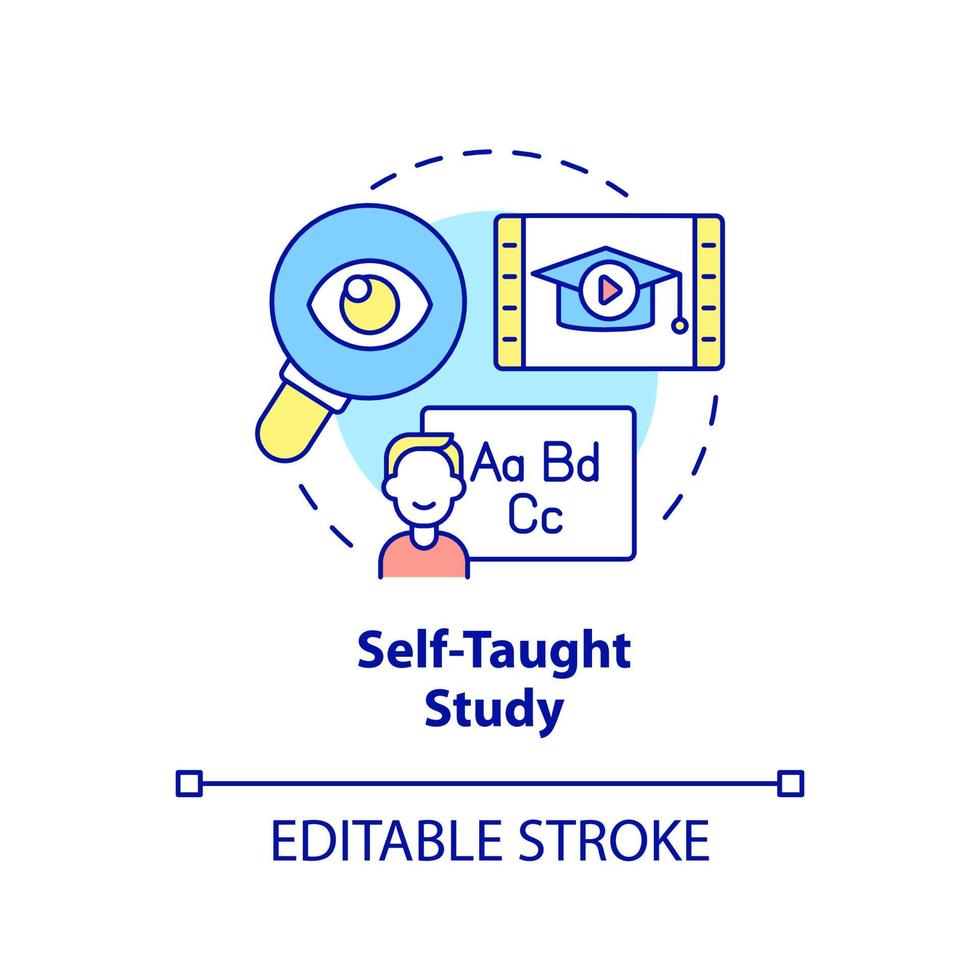 Self taught study concept icon. Self initiative education. Lifelong learning examples abstract idea thin line illustration. Isolated outline drawing. Editable stroke. vector