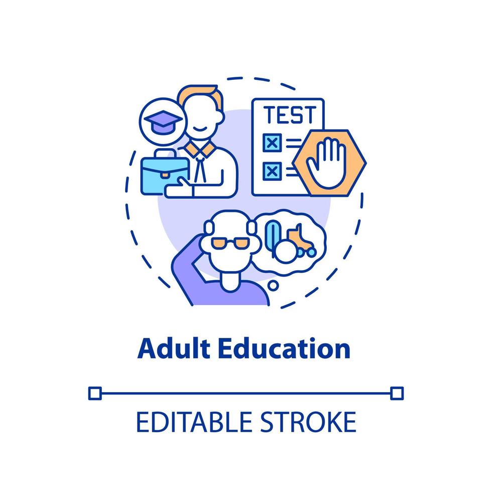 Adult education concept icon. Professional skills. Lifelong learning contexts abstract idea thin line illustration. Isolated outline drawing. Editable stroke. vector