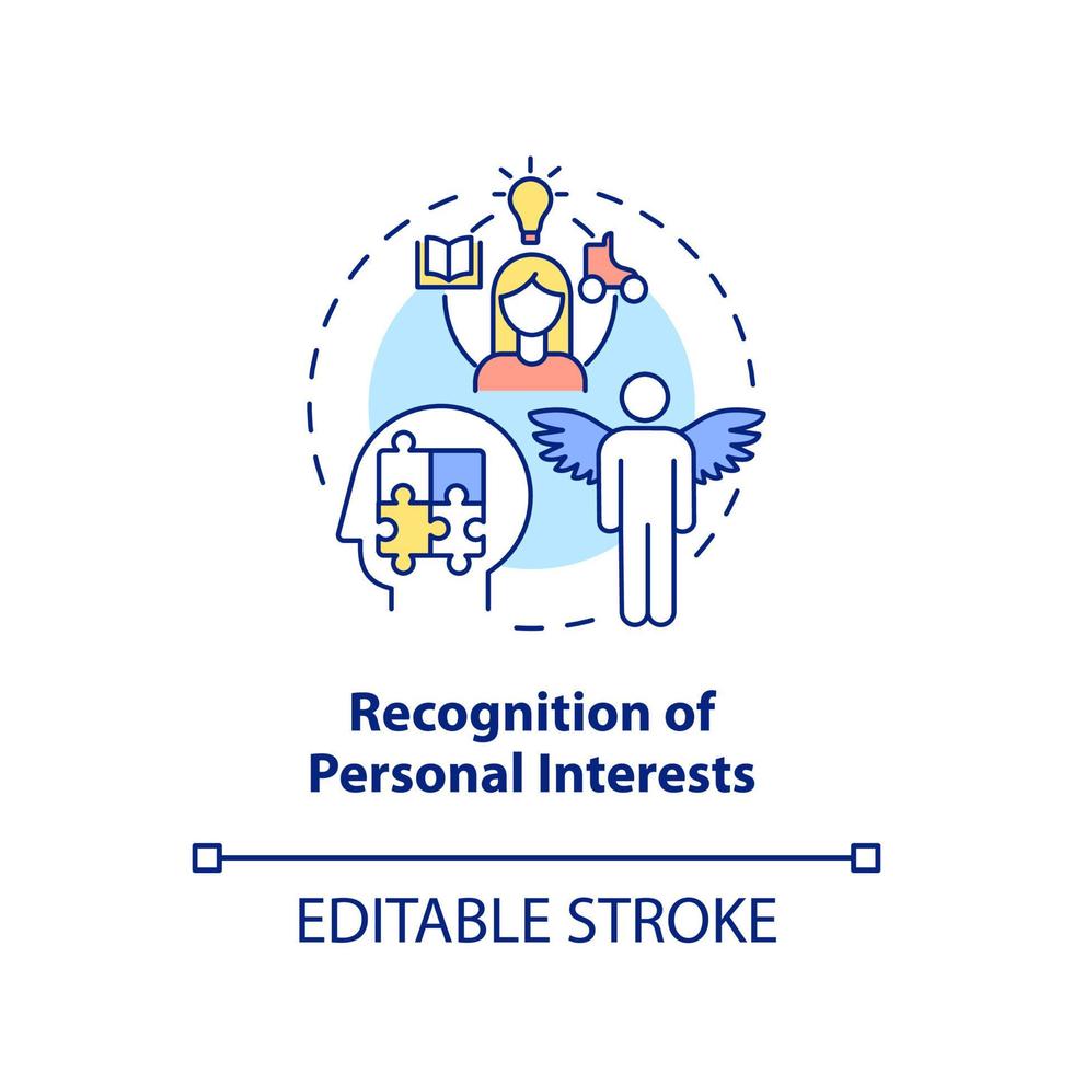 Recognition of personal interests concept icon. Lifelong education benefits abstract idea thin line illustration. Isolated outline drawing. Editable stroke. vector