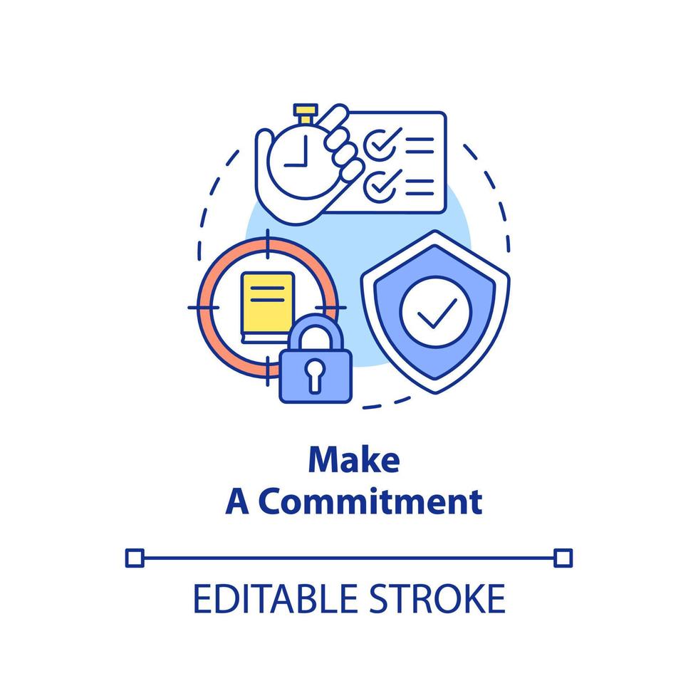 Make commitment concept icon. Motivation to study. Adopting lifelong learning abstract idea thin line illustration. Isolated outline drawing. Editable stroke. vector