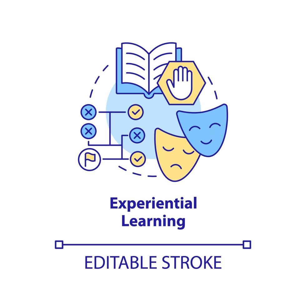 Experiential learning concept icon. Adult education theories and forms abstract idea thin line illustration. Isolated outline drawing. Editable stroke. vector