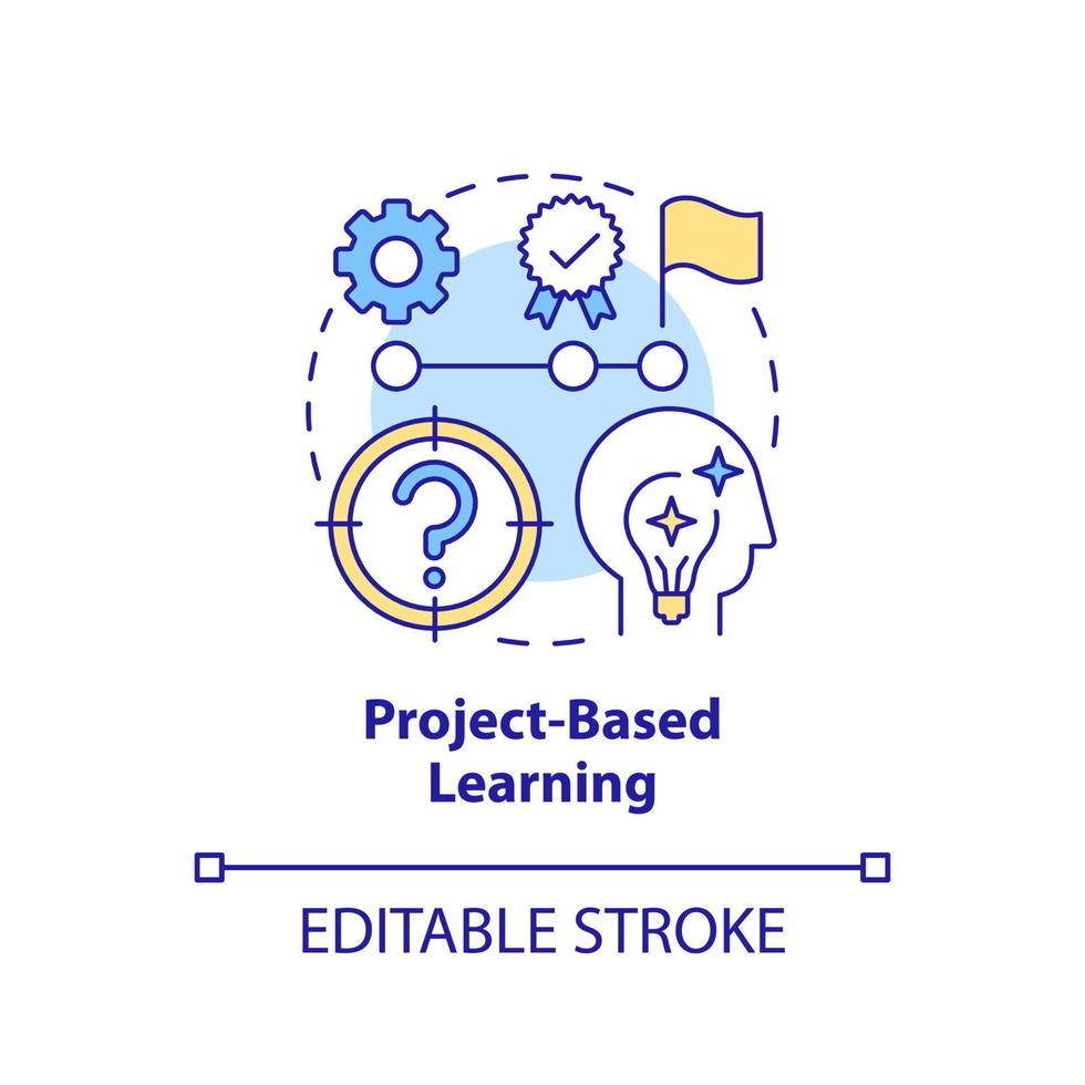 Project based learning concept icon. Adult education theories and forms abstract idea thin line illustration. Isolated outline drawing. Editable stroke. vector