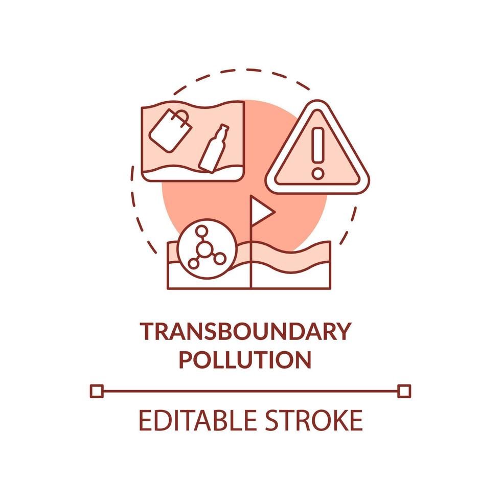 Transboundary pollution terracotta concept icon. Ecological impacts of contamination abstract idea thin line illustration. Isolated outline drawing. Editable stroke. vector