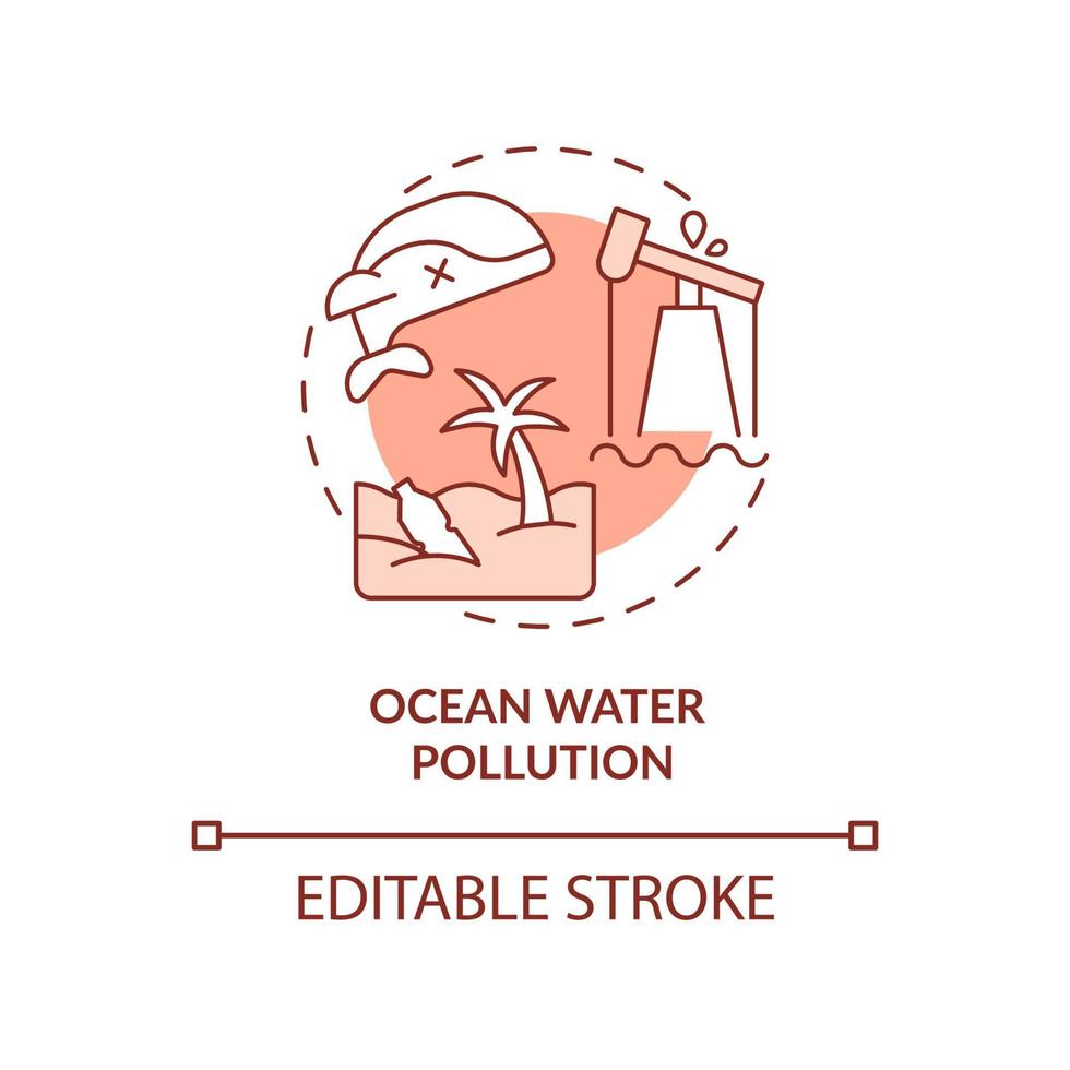 Ocean water pollution terracotta concept icon. Damaged ecosystem abstract idea thin line illustration. Water contamination. Isolated outline drawing. Editable stroke. vector
