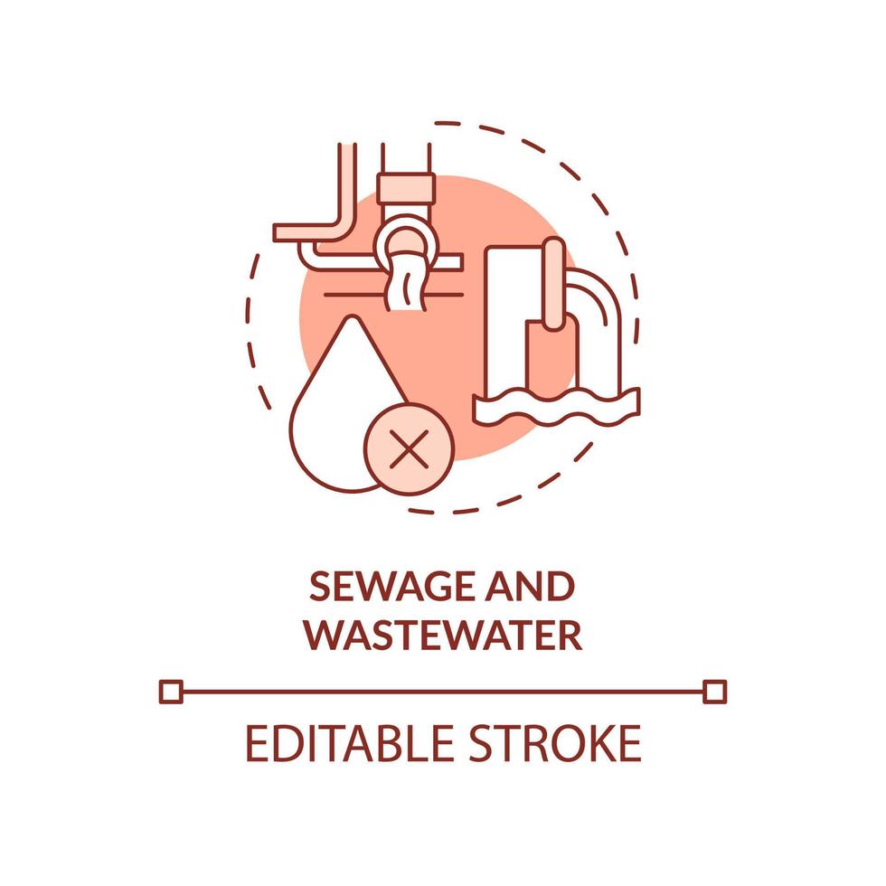 Sewage and wastewater terracotta concept icon. Environmental effects abstract idea thin line illustration. Isolated outline drawing. Editable stroke. vector