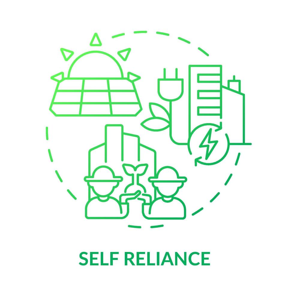 Self reliance green gradient concept icon. Eco friendly technology. Urban planning. Sustainable city design abstract idea thin line illustration. Isolated outline drawing. vector