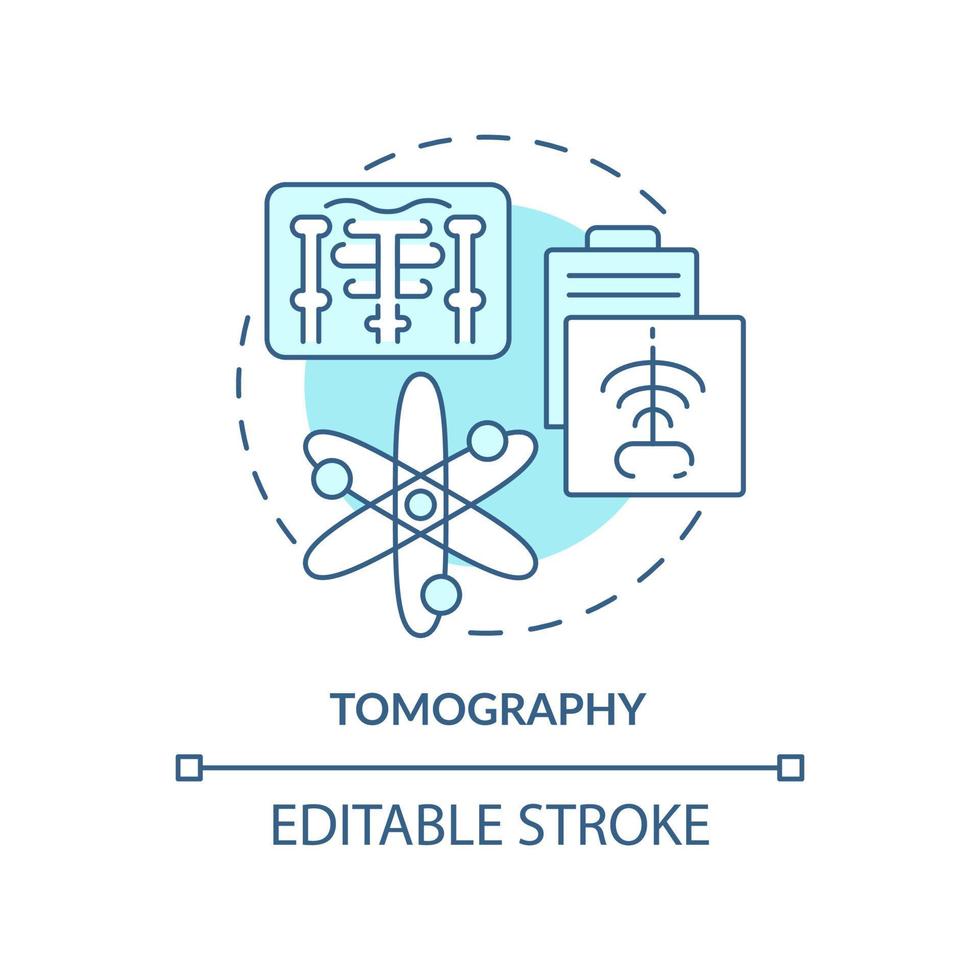 Tomography turquoise concept icon. Technology of patient care. Diagnostic imaging abstract idea thin line illustration. Isolated outline drawing. Editable stroke. vector