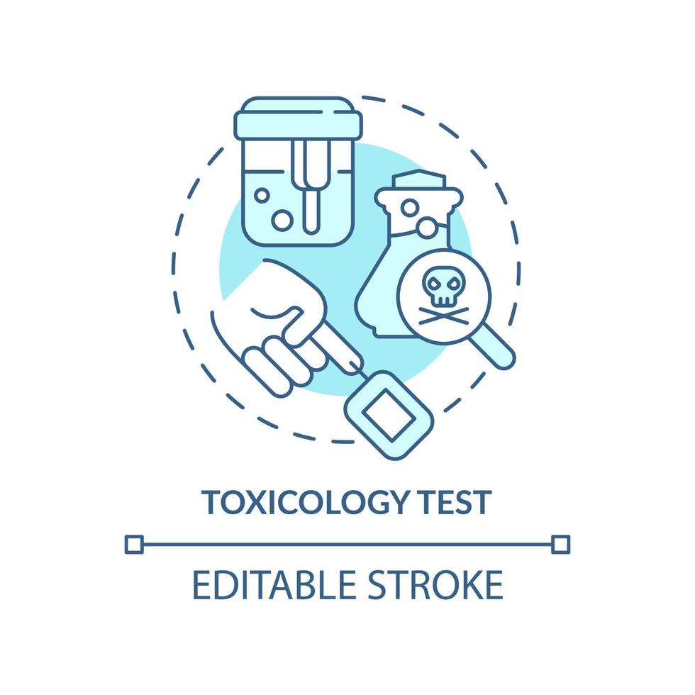 prueba de toxicología icono de concepto turquesa. estudiar veneno. servicio de diagnóstico del paciente idea abstracta ilustración de línea delgada. dibujo de contorno aislado. trazo editable. vector