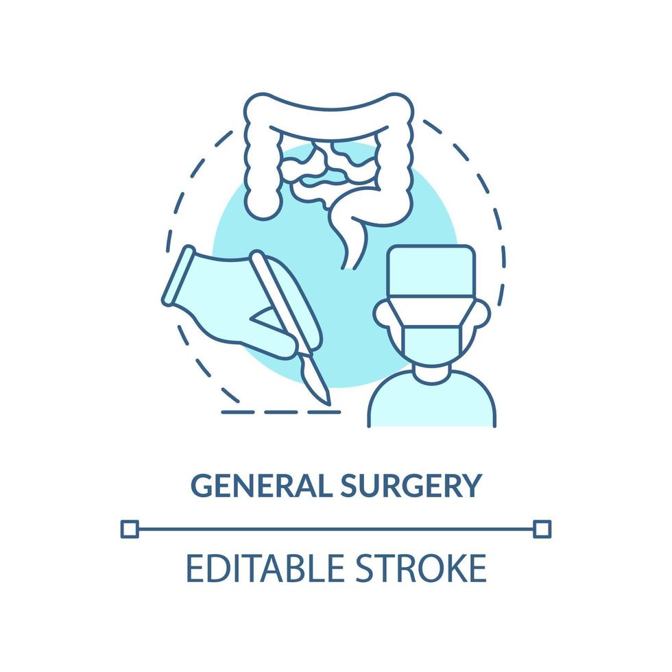 General surgery turquoise concept icon. Professional care. Medical center service abstract idea thin line illustration. Isolated outline drawing. Editable stroke. vector