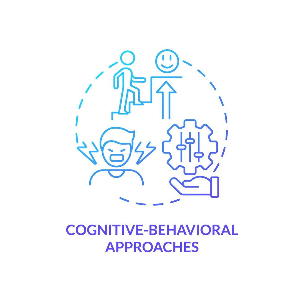 Cognitive behavioral approaches blue gradient concept icon. Medications. Conduct disorder treatment abstract idea thin line illustration. Isolated outline drawing. vector