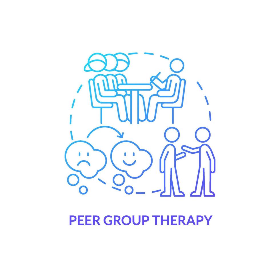 Peer group therapy blue gradient concept icon. Interpersonal skills. Conduct disorder treatment abstract idea thin line illustration. Isolated outline drawing. vector