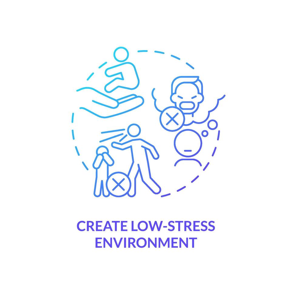 Create low stress environment blue gradient concept icon. Tips for parents. Conduct disorder abstract idea thin line illustration. Isolated outline drawing. vector