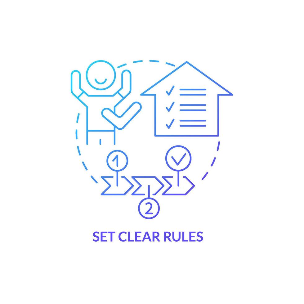 Set clear rules blue gradient concept icon. Realistic rules. Tips for parents. Conduct disorder abstract idea thin line illustration. Isolated outline drawing. vector