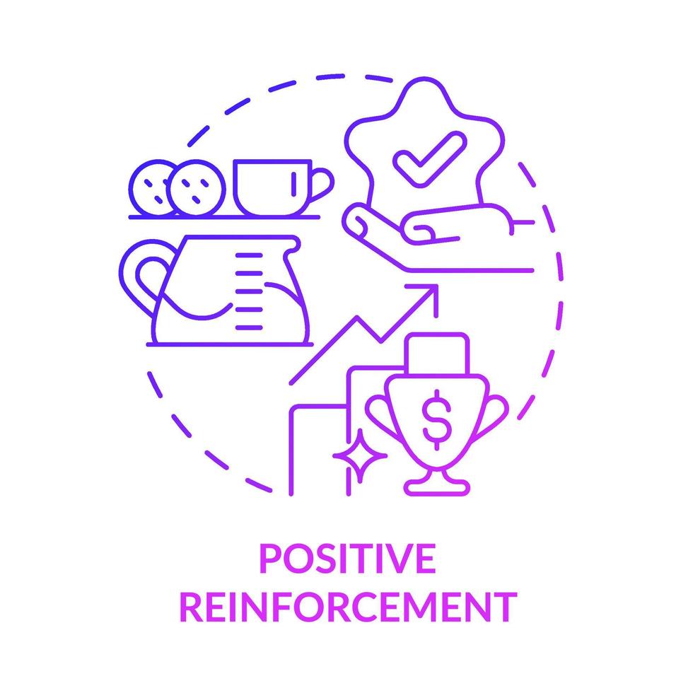 Positive reinforcement purple gradient concept icon. Optimistic work environment abstract idea thin line illustration. Boost employee productivity. Isolated outline drawing. vector