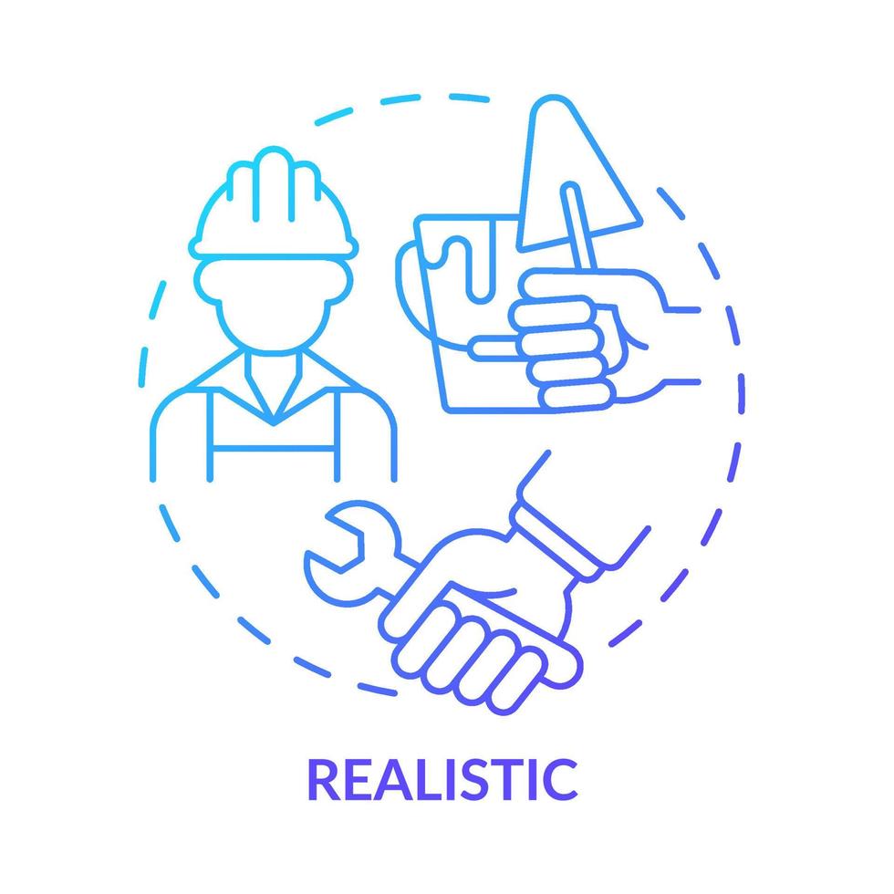 Realistic occupation blue gradient concept icon. Focus on manual labour abstract idea thin line illustration. Working with tools and machines. Isolated outline drawing. vector