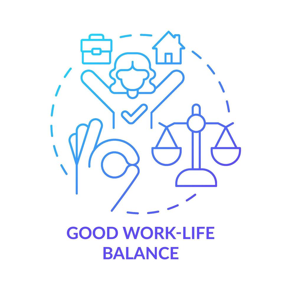 Good worklife balance blue gradient concept icon. Achieving healthy stability between job and