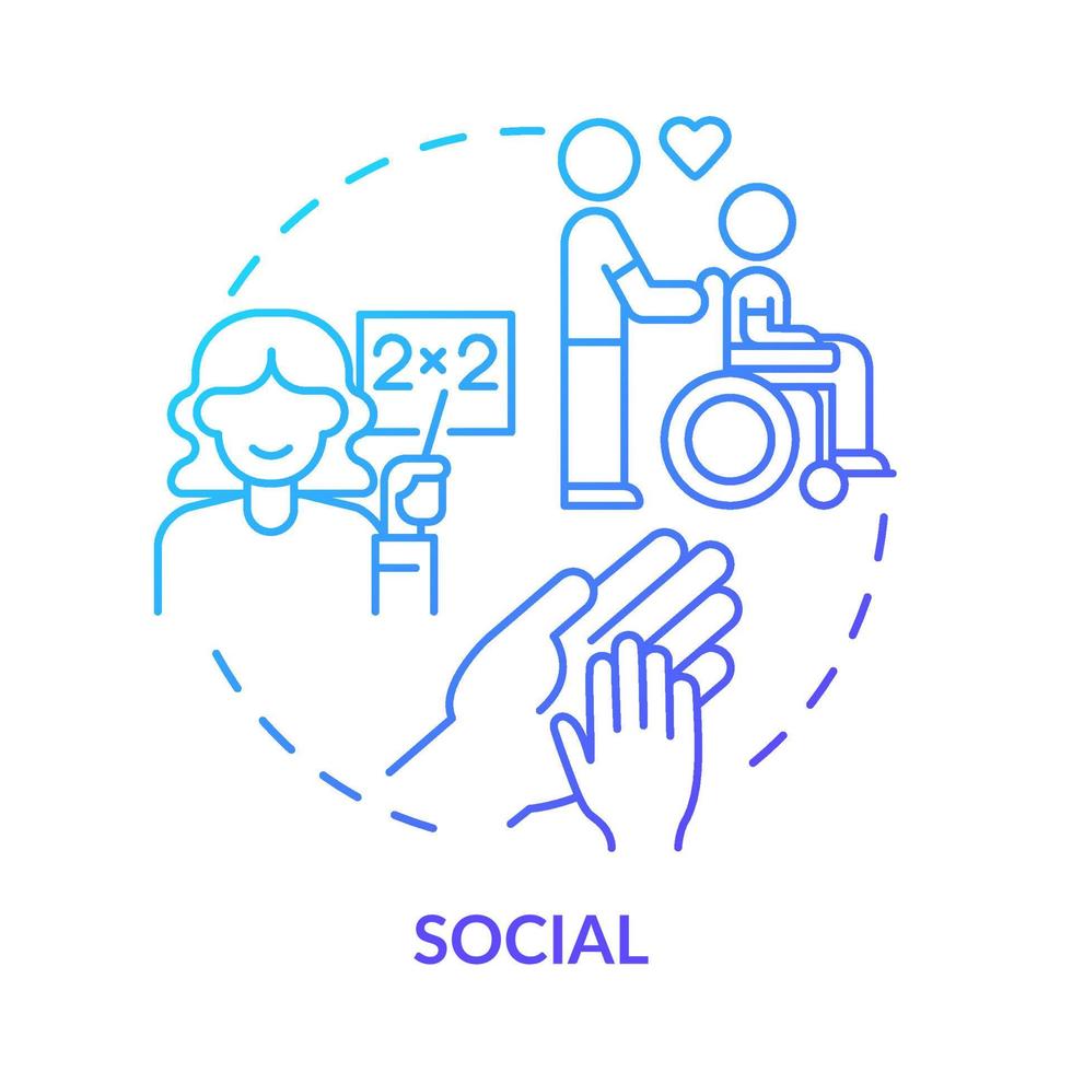 Social occupation blue gradient concept icon. Community service abstract idea thin line illustration. Emotional support and counseling. Isolated outline drawing. vector