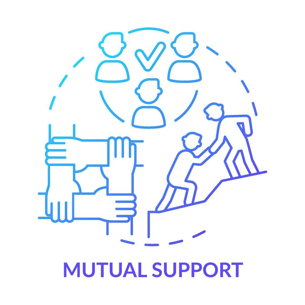 Mutual support blue gradient concept icon. Meeting common goal abstract idea thin line illustration. Team building activities. Equal participation. Isolated outline drawing. vector
