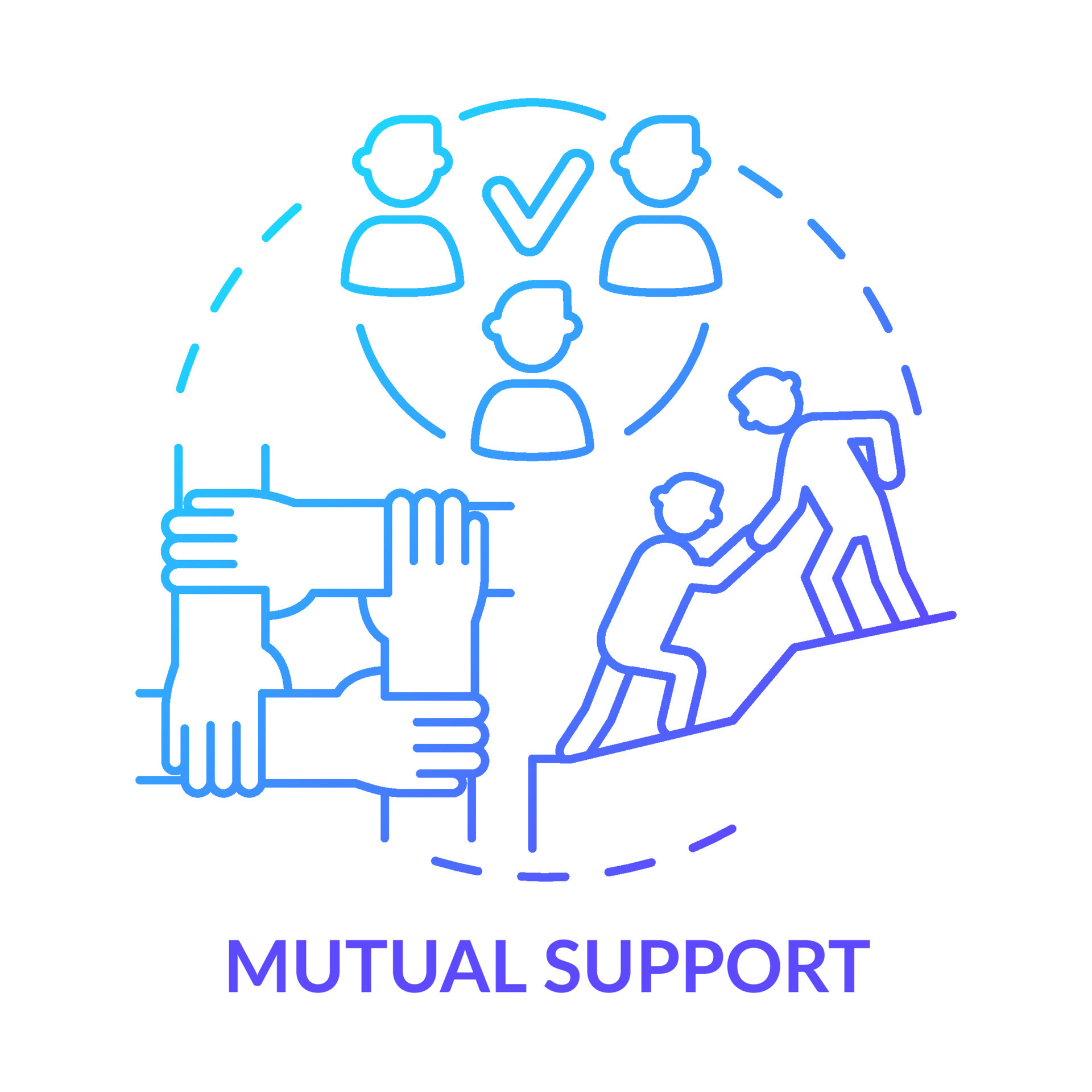 Mutual support blue gradient concept icon Meeting common goal abstract Mutual support blue gradient concept icon Meeting common goal abstract