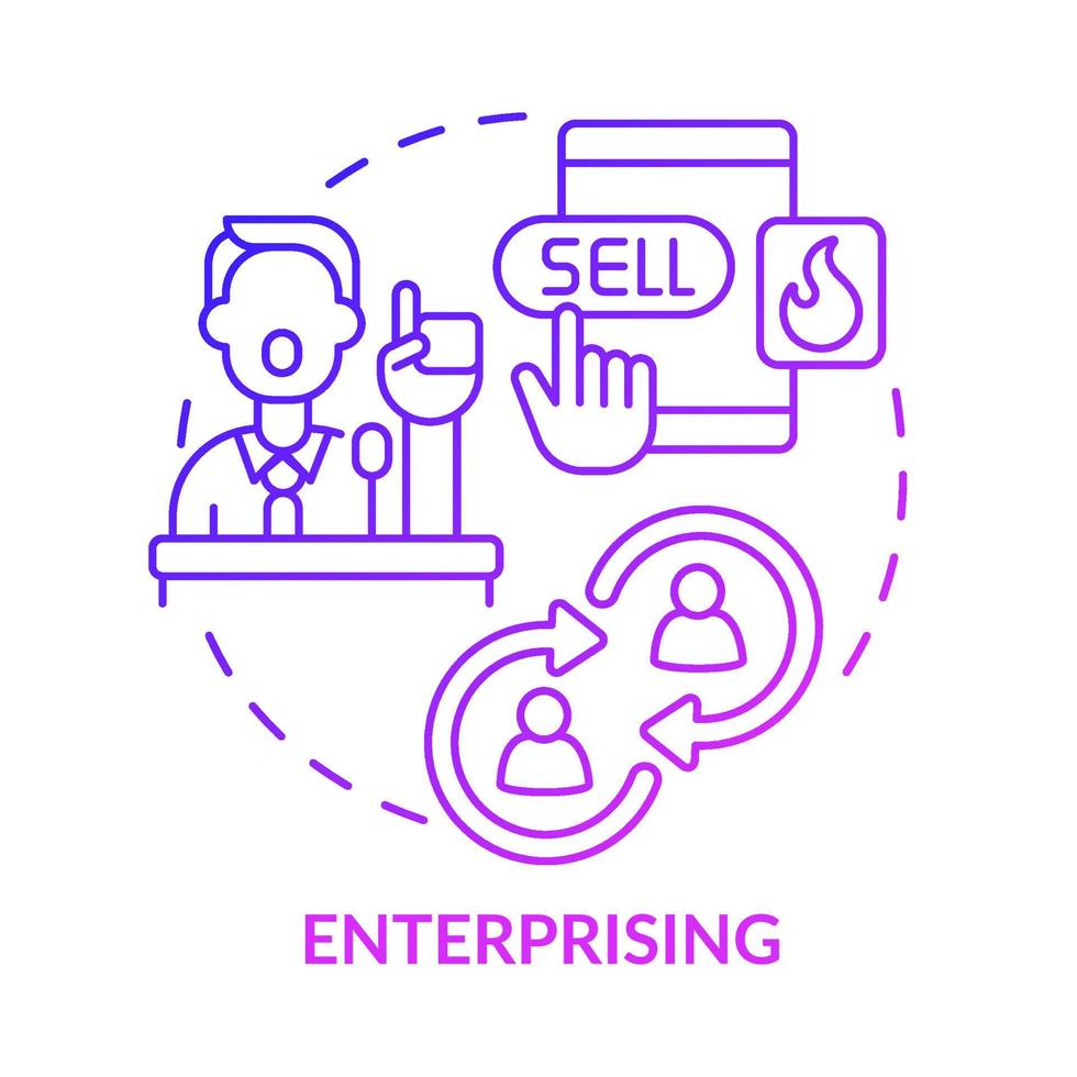 Enterprising occupation purple gradient concept icon. Competitive environment abstract idea thin line illustration. Executive duties. Isolated outline drawing. vector