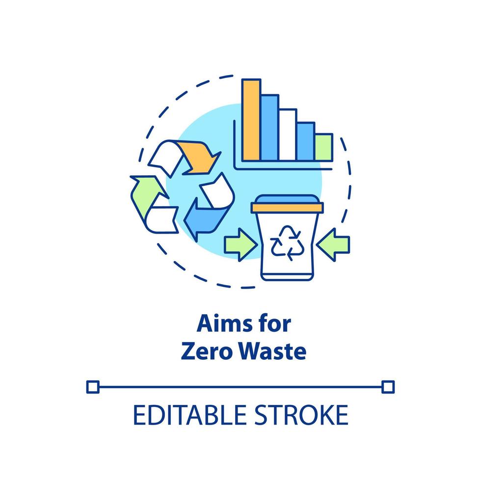 Aims for zero waste concept icon. Benefit of circular economy abstract idea thin line illustration. Minimize pollution. Isolated outline drawing. Editable stroke. vector