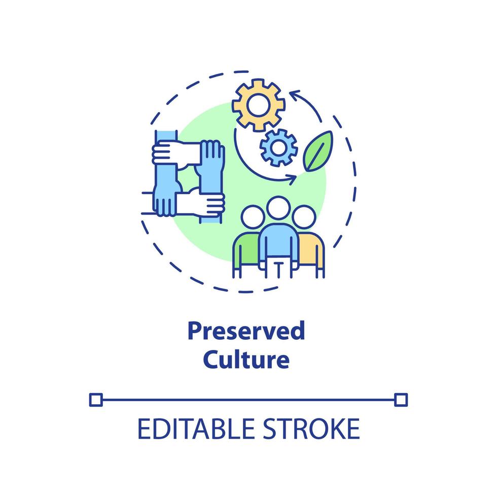 Preserved culture concept icon. Circular economy foundation abstract idea thin line illustration. Preventive conservation. Isolated outline drawing. Editable stroke. vector