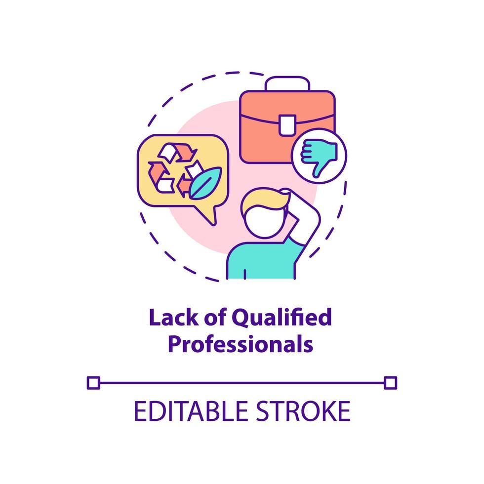 Lack of qualified professionals concept icon. Circular economy challenge abstract idea thin line illustration. Isolated outline drawing. Editable stroke. vector