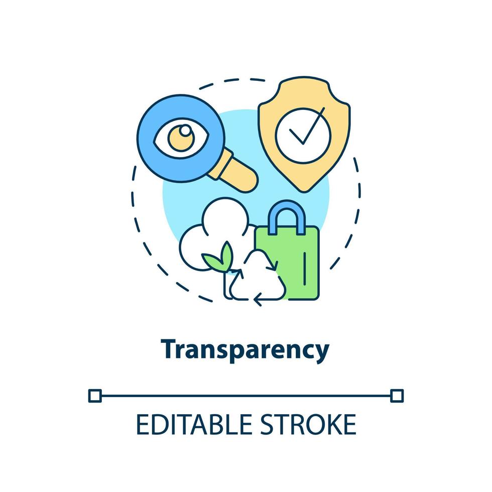 Transparency concept icon. Circular economy emergent feature abstract idea thin line illustration. Business ethics. Isolated outline drawing. Editable stroke. vector