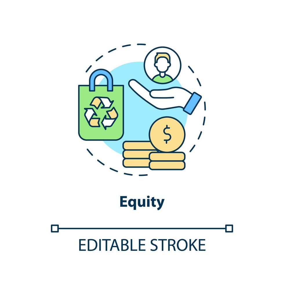 Equity concept icon. Emergent property of circular economy abstract idea thin line illustration. Finding economic solution. Isolated outline drawing. Editable stroke. vector