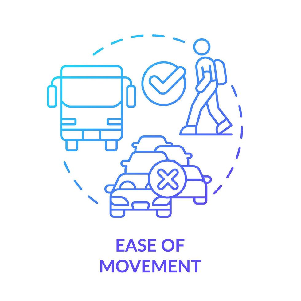 Ease of movement blue gradient concept icon. Comfortable structure. Principles of urban design and planning abstract idea thin line illustration. Isolated outline drawing. vector