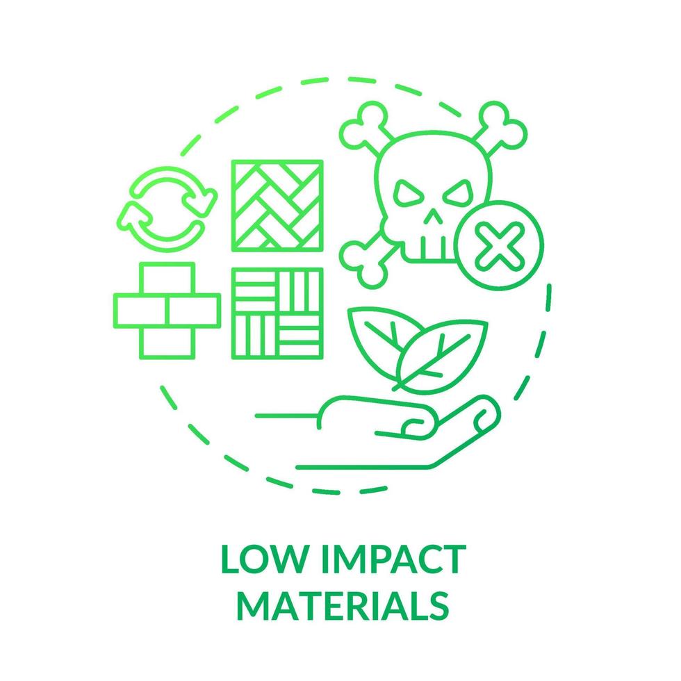 Low impact materials green gradient concept icon. Hight building quality. Sustainable urban design abstract idea thin line illustration. Isolated outline drawing. vector