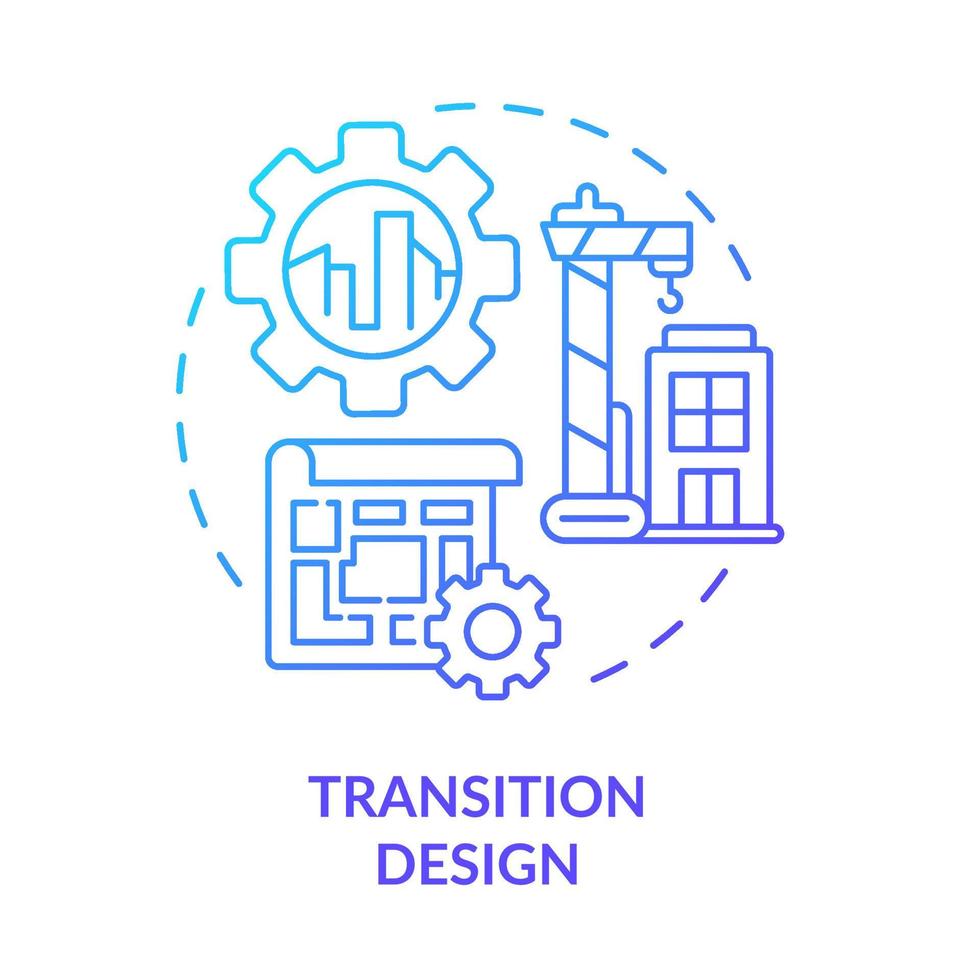 icono de concepto de gradiente verde de diseño de transición. plan de desarrollo de la ciudad. principios de regulación de estructura urbana idea abstracta ilustración de línea delgada. dibujo de contorno aislado. vector