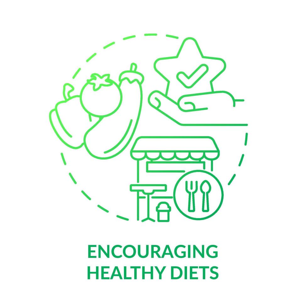 Encouraging healthy diets green gradient concept icon. Citizens healthcare. Urban comfort ideas abstract idea thin line illustration. Isolated outline drawing. vector