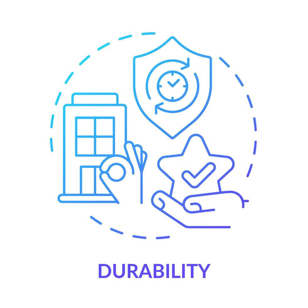 Durability blue gradient concept icon. Long term exploitation. Architecture quality. Sustainable urban design abstract idea thin line illustration. Isolated outline drawing. vector