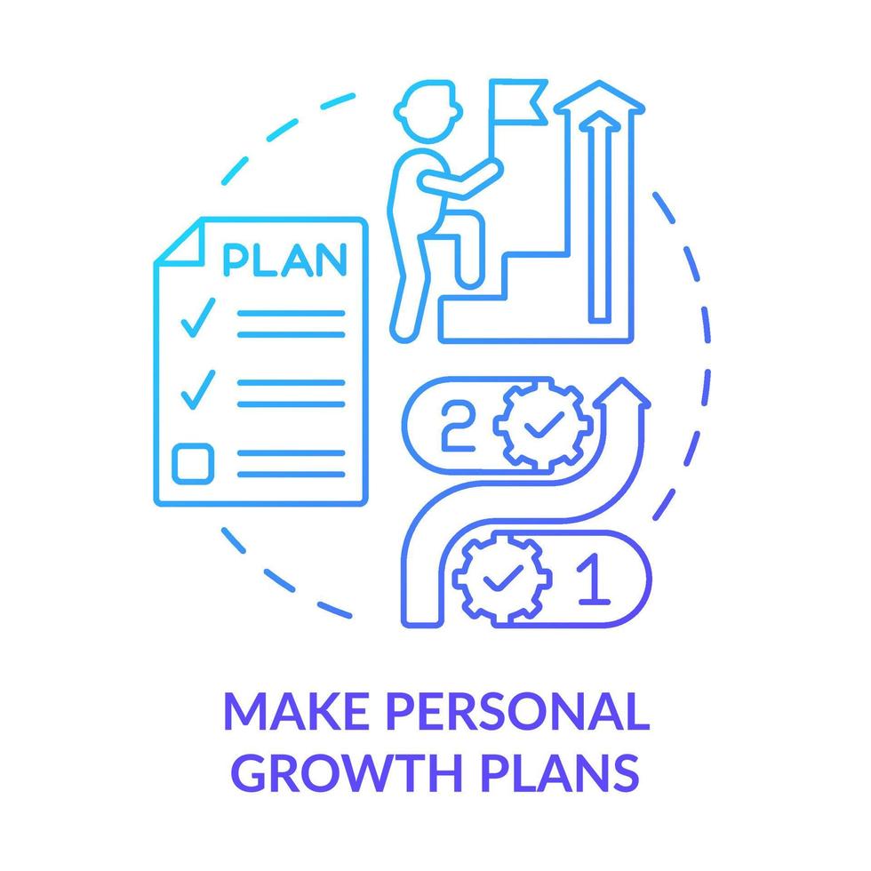 Make personal growth plans blue gradient concept icon. Employee engagement abstract idea thin line illustration. Professional skills development. Isolated outline drawing. vector