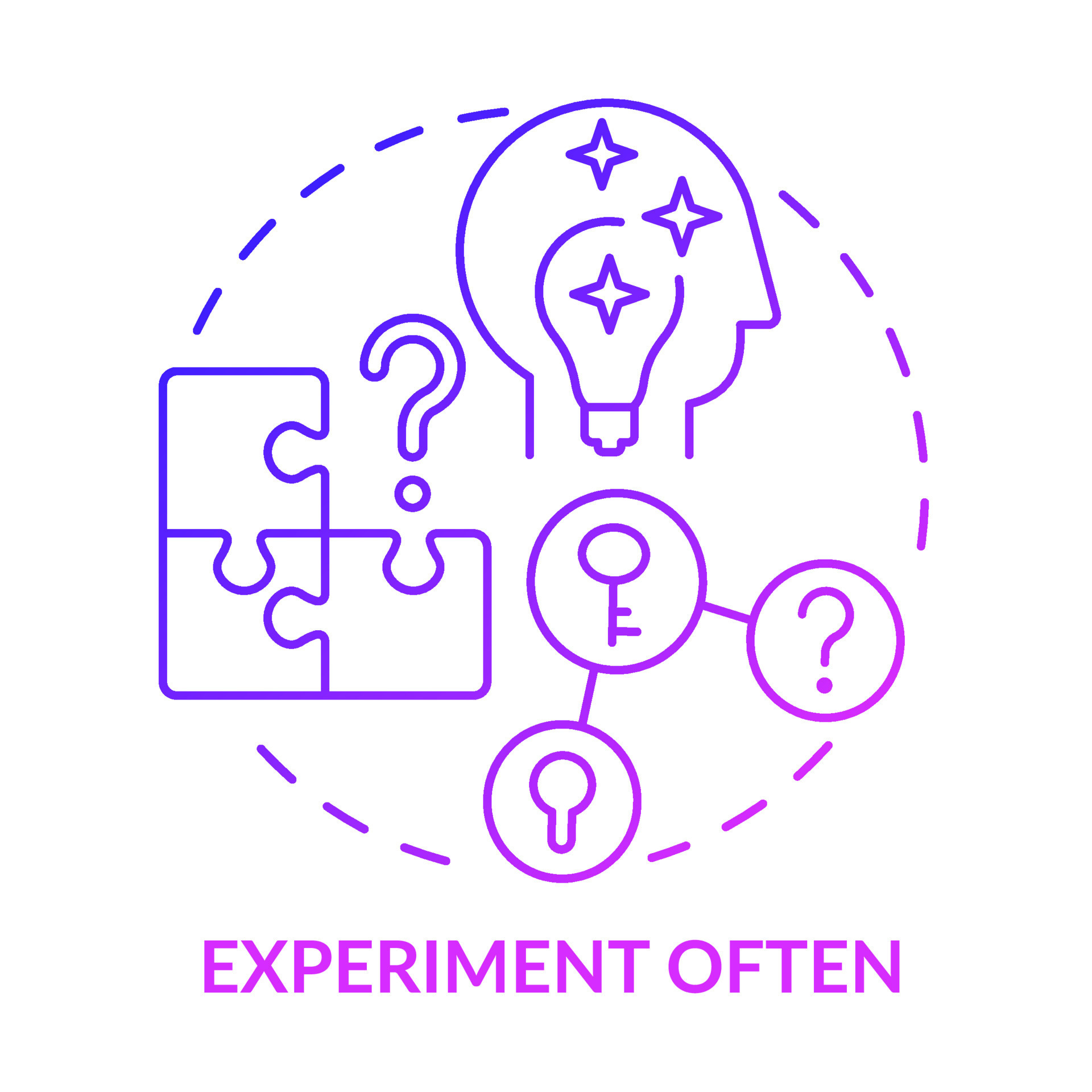 experimente a menudo un icono de concepto de gradiente púrpura. diseño